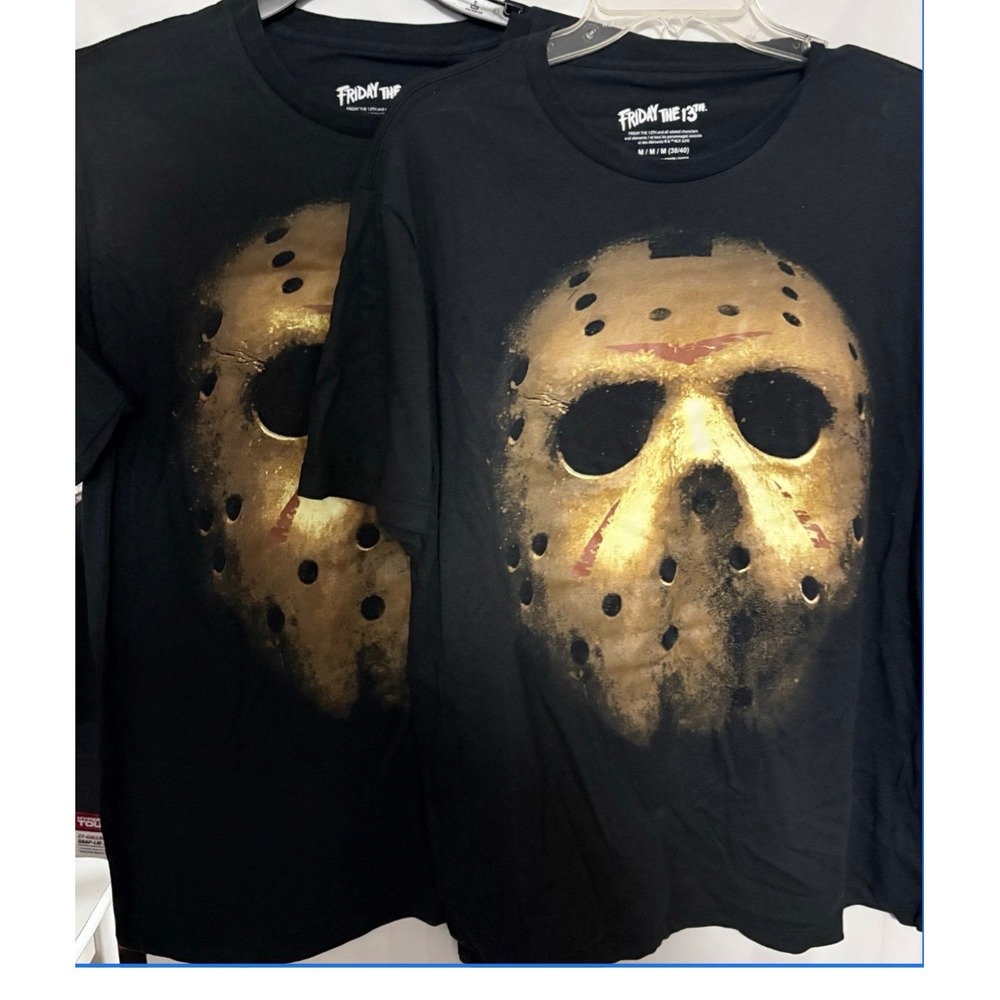 Lot of 2 Friday The 13th Jason Mask Shirts Mens Medium Horror Movie Graphic Tees